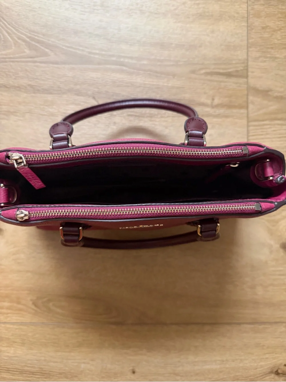 kate spade Magenta Leather Satchel with Burgundy Handles